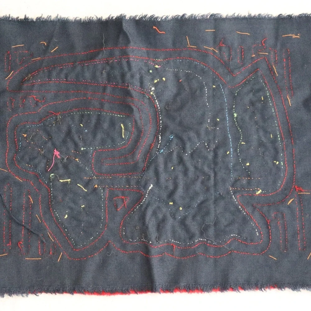 Vintage Kuna Mola Textile Panels OS Multi Unisex Folk Art Embroidery